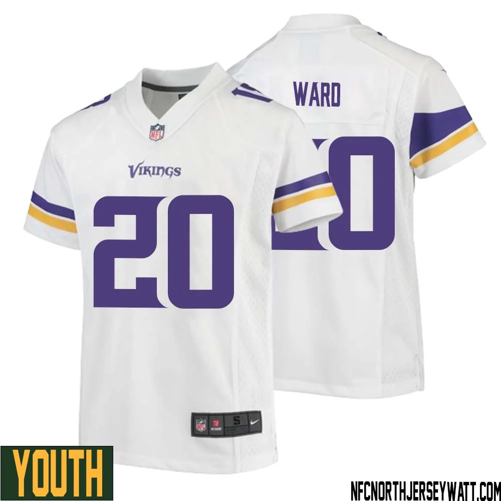 Jay Ward No 20 Youth White Minnesota Vikings Game Player Away Jersey 1