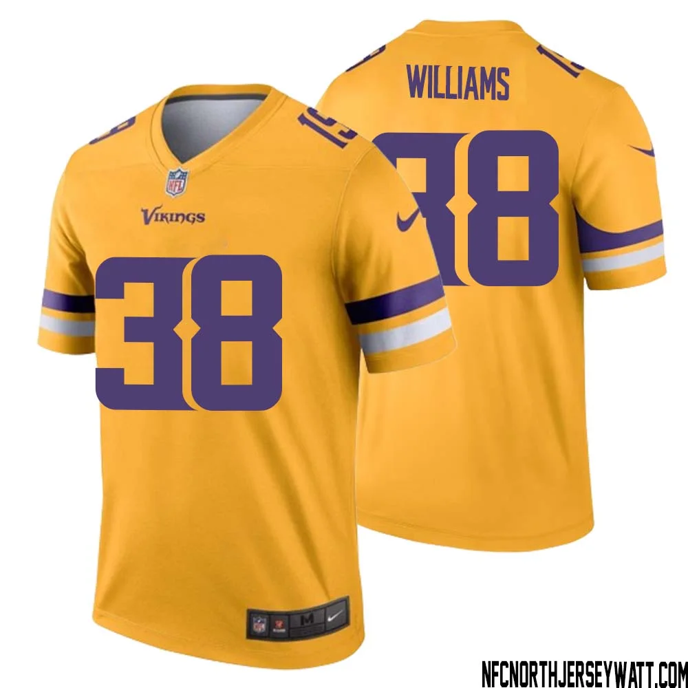 Jaylin Williams No 38 Men Minnesota Vikings Gold Inverted Legend Jersey