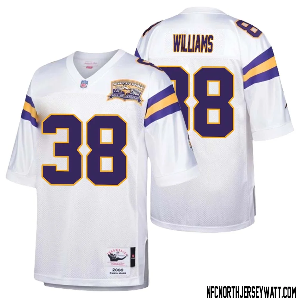 Jaylin Williams No 38 Men Mitchell Ness White Minnesota Vikings Authentic Throwback Retired Player Jersey 1