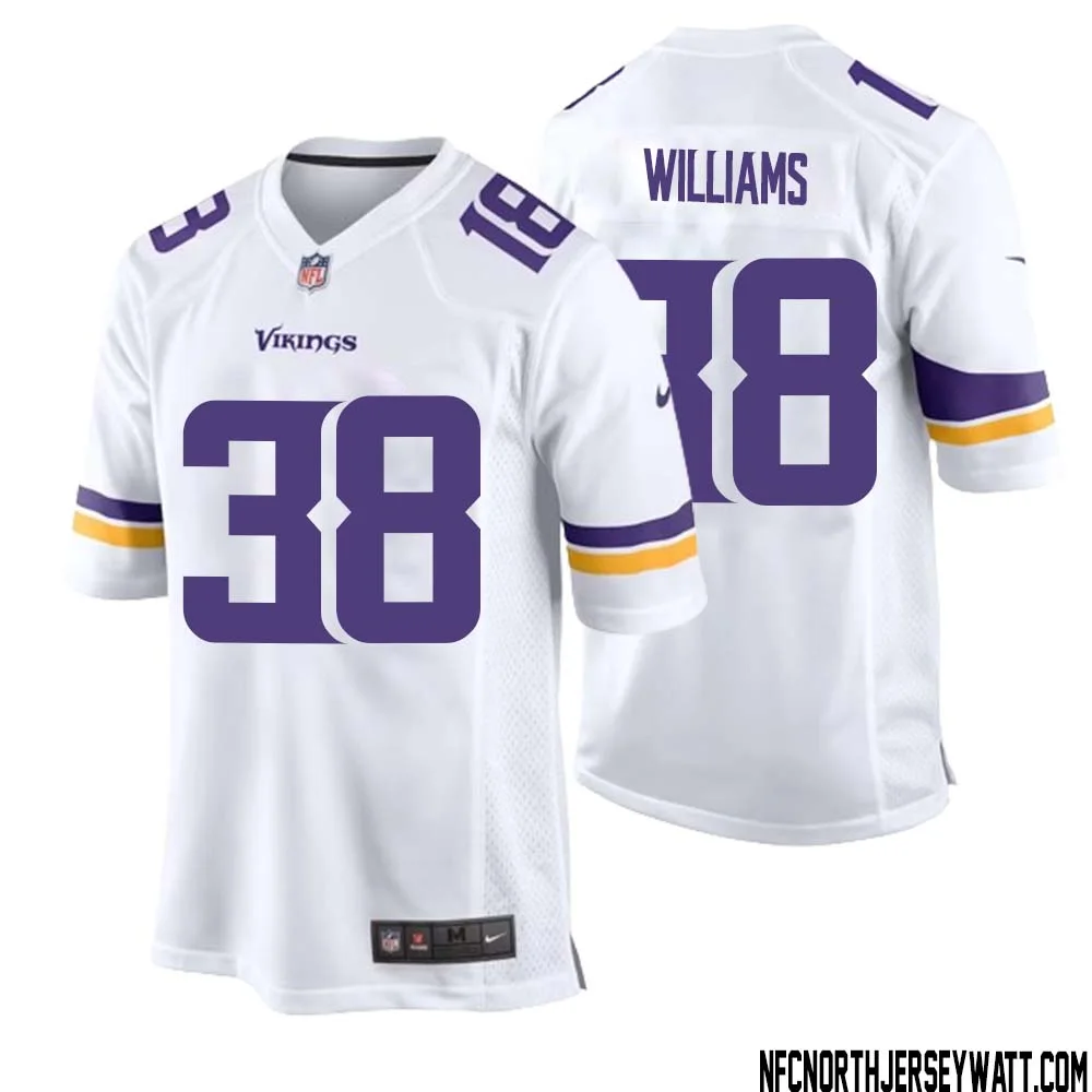 Jaylin Williams No 38 Men White Minnesota Vikings Game Player Away Jersey