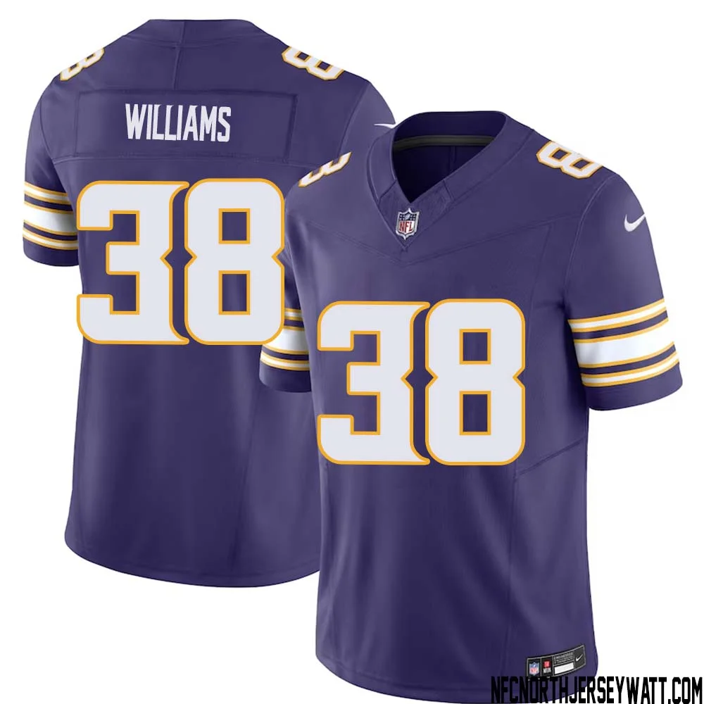 Jaylin Williams No 38 Mens Purple Minnesota Vikings Vapor F.U.S.E. Limited Jersey