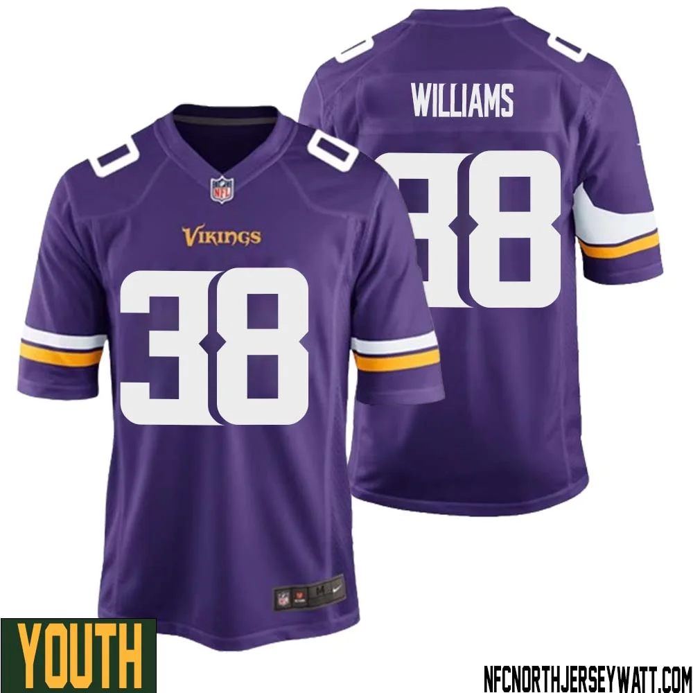 Jaylin Williams No 38 Minnesota Vikings Game Jersey Court Purple for Youth 1