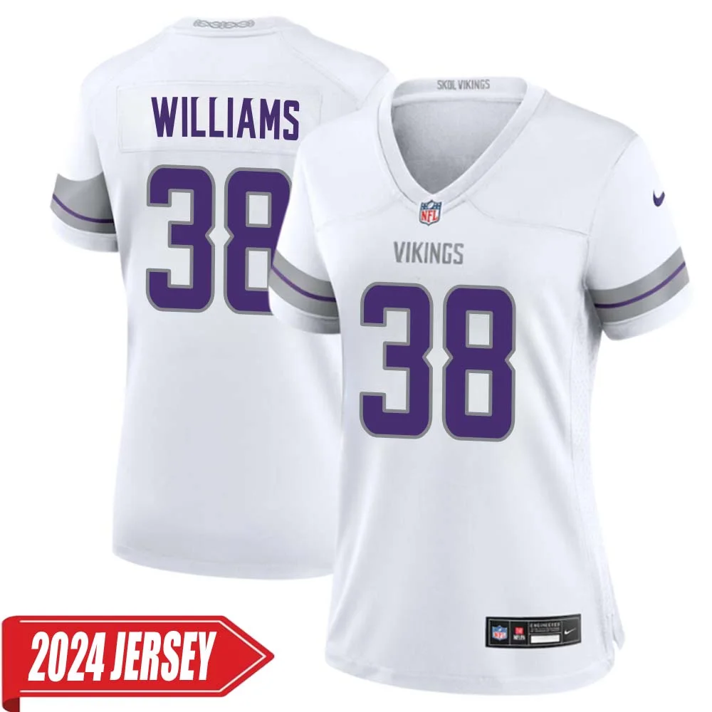 Jaylin Williams No 38 Woman s Minnesota Vikings White Alternate Custom Game 2024 Jersey
