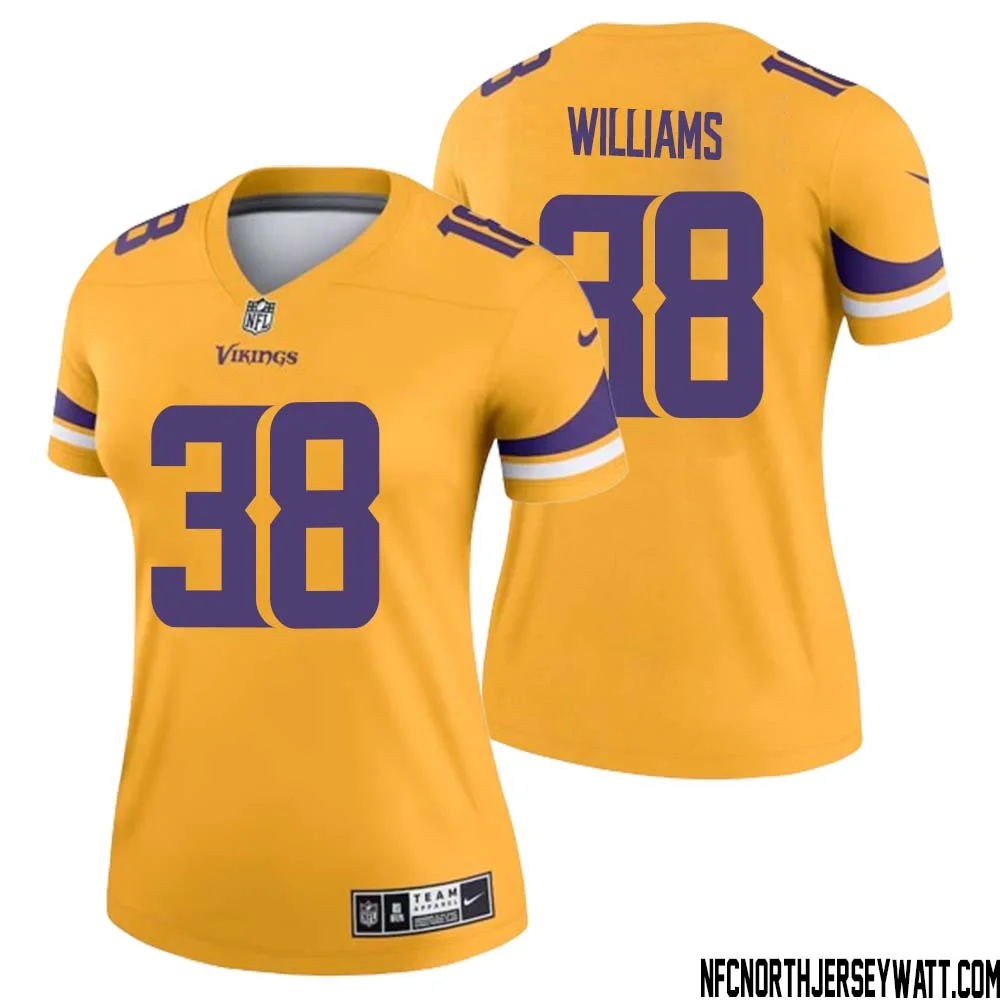 Jaylin Williams No 38 Women Minnesota Vikings Gold Inverted Legend Jersey 1
