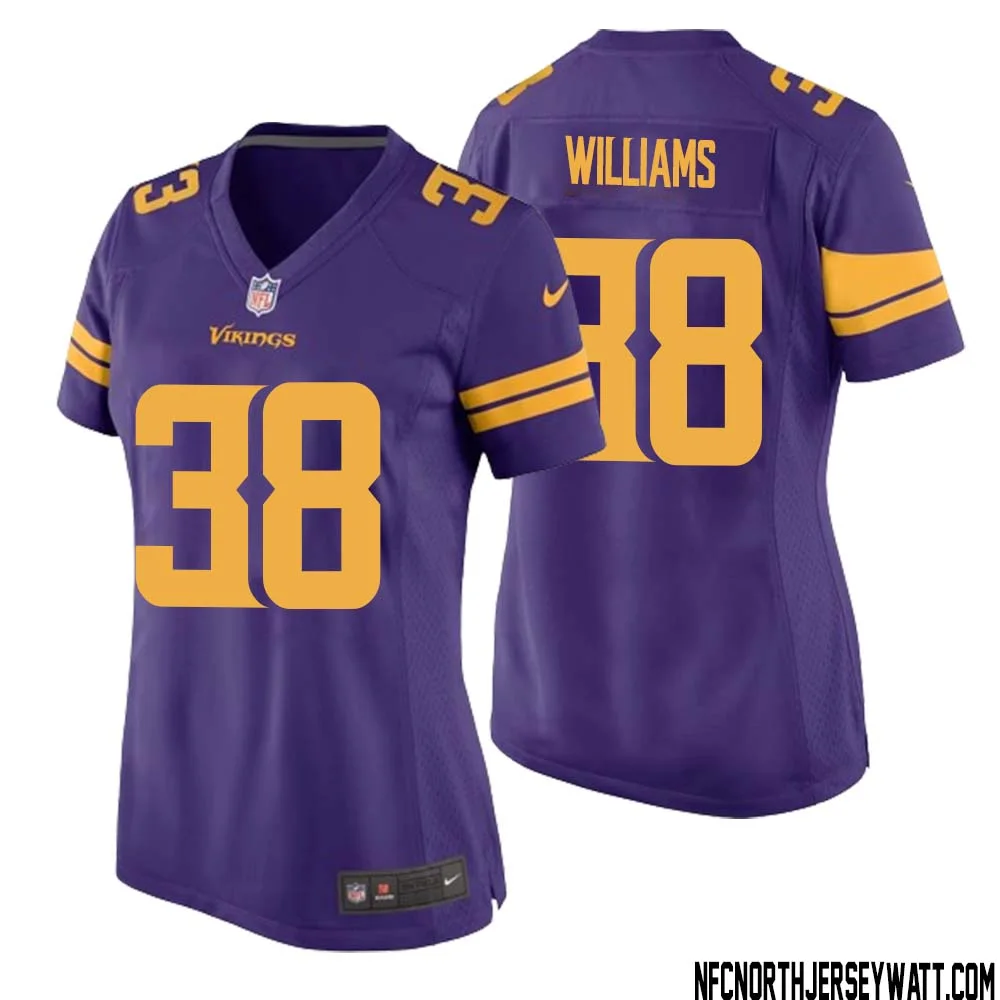 Jaylin Williams No 38 Women Purple Minnesota Vikings Alternate Game Jersey 1