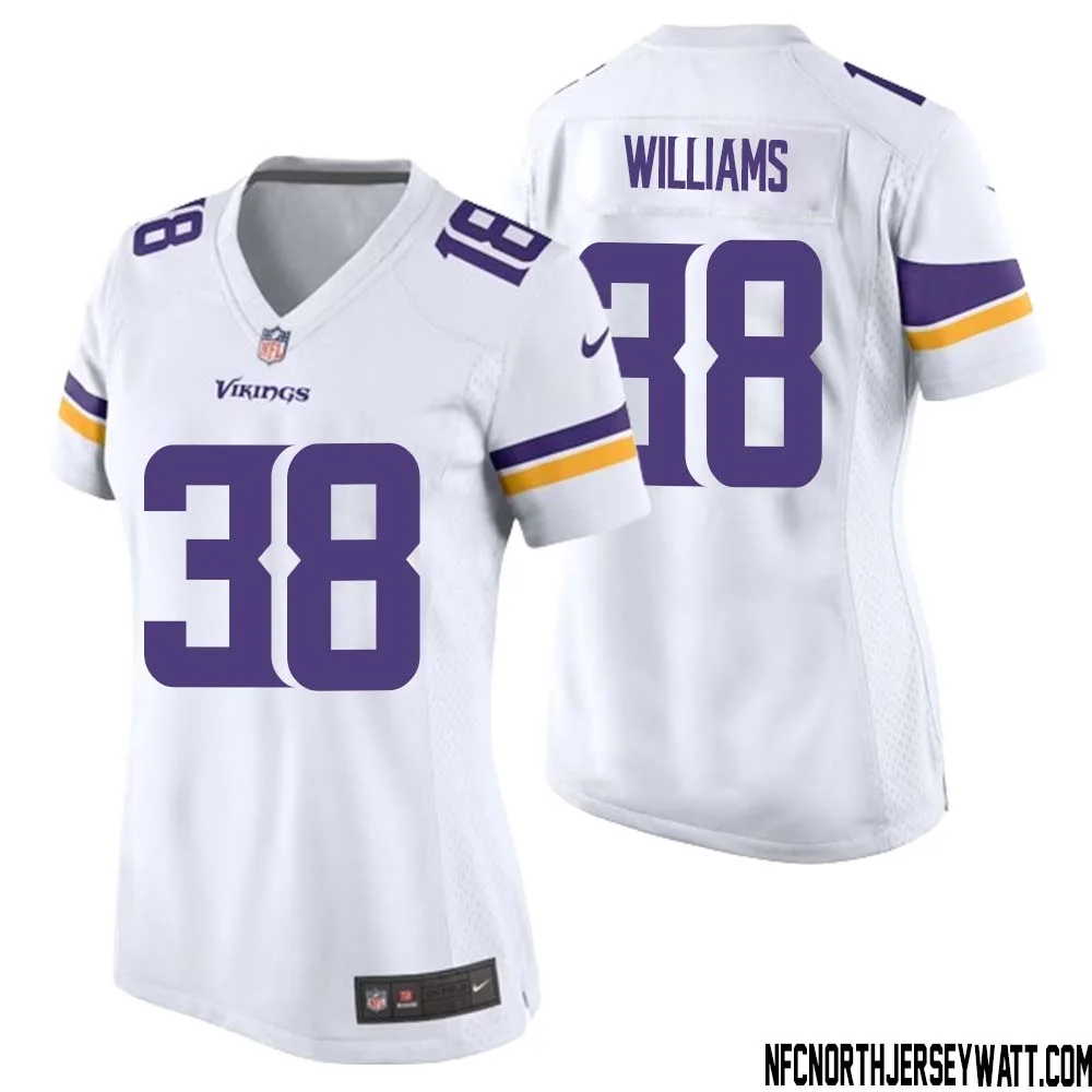 Jaylin Williams No 38 Women White Minnesota Vikings Game Player Away Jersey 1