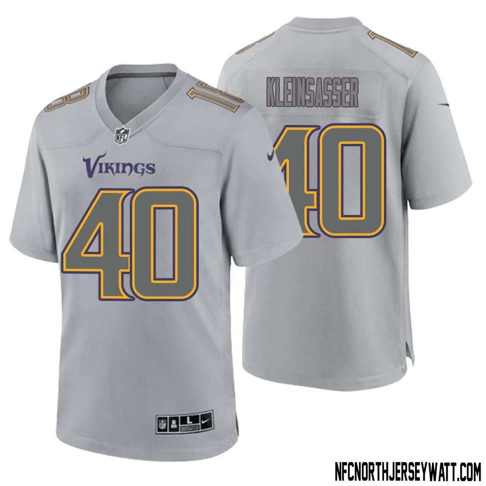 Jim Kleinsasser No 40 Men Gray Minnesota Vikings Atmosphere Fashion Game Jersey 1