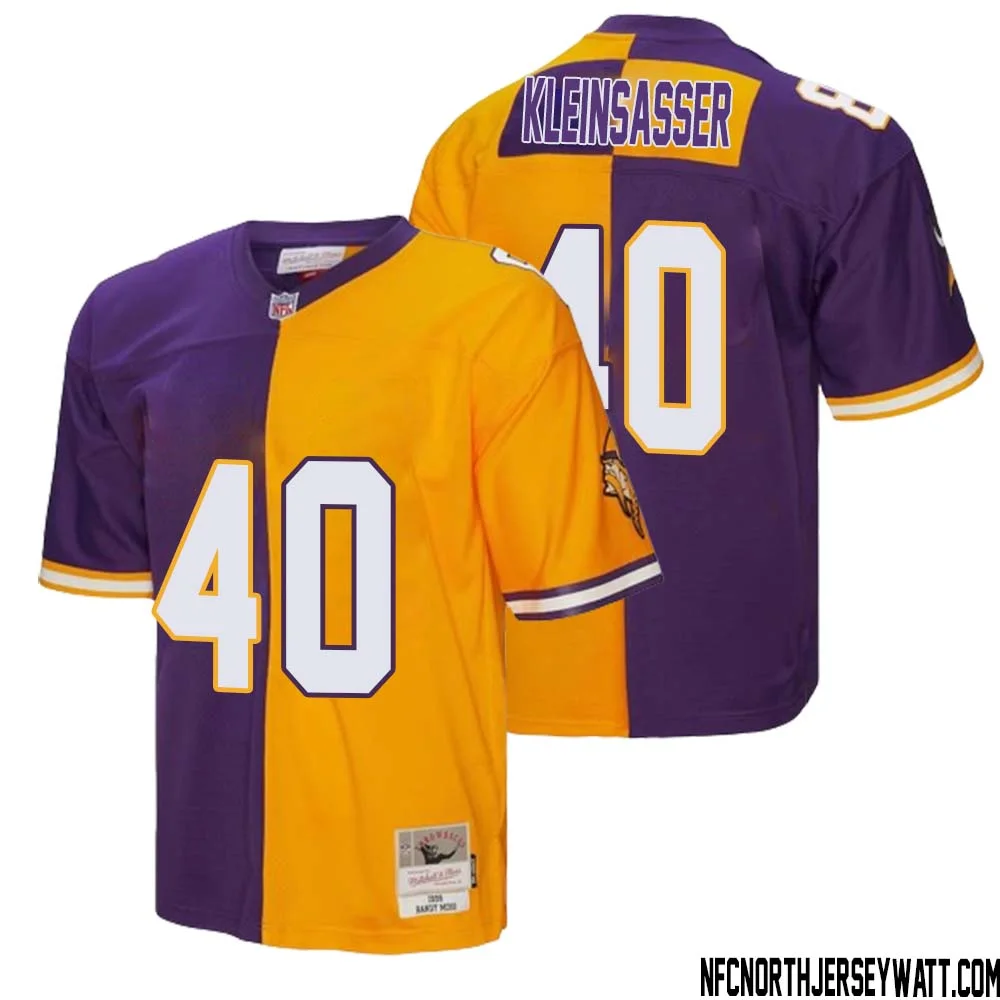 Jim Kleinsasser No 40 Men Mitchell Ness Purple Gold Minnesota Vikings 1998 Split Legacy Replica Jersey 1