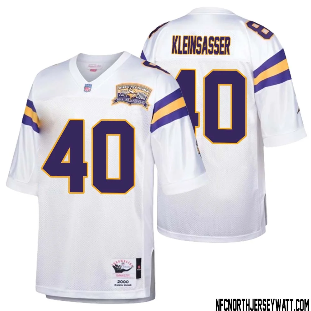 Jim Kleinsasser No 40 Men Mitchell Ness White Minnesota Vikings Authentic Throwback Retired Player Jersey 1