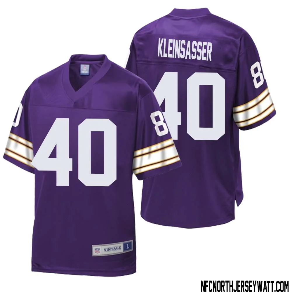Jim Kleinsasser No 40 Men NFL Pro Line Purple Minnesota Vikings Retired Player Replica Jersey