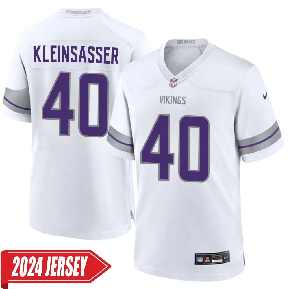 Jim Kleinsasser No 40 Men s Minnesota Vikings White Alternate Custom Game 2024 Jersey