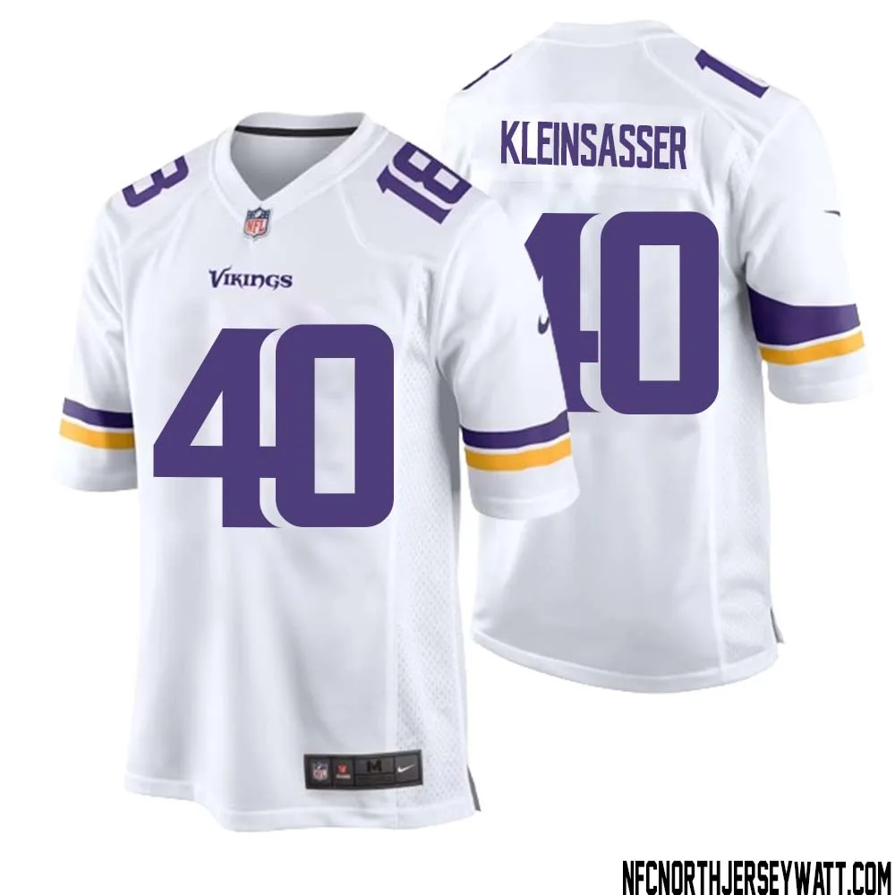Jim Kleinsasser No 40 Men White Minnesota Vikings Game Player Away Jersey 1
