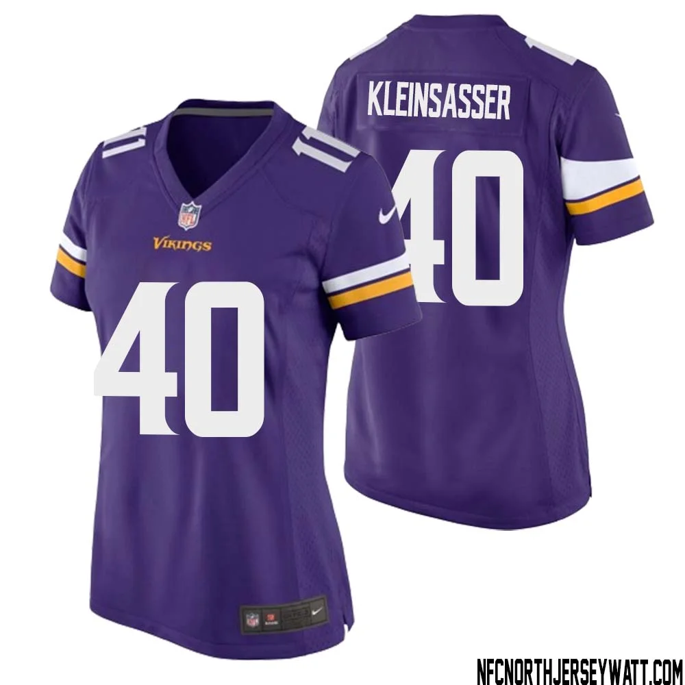 Jim Kleinsasser No 40 Minnesota Vikings Game Jersey Court Purple for Womens 1