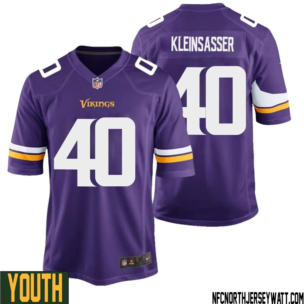 Jim Kleinsasser No 40 Minnesota Vikings Game Jersey Court Purple for Youth