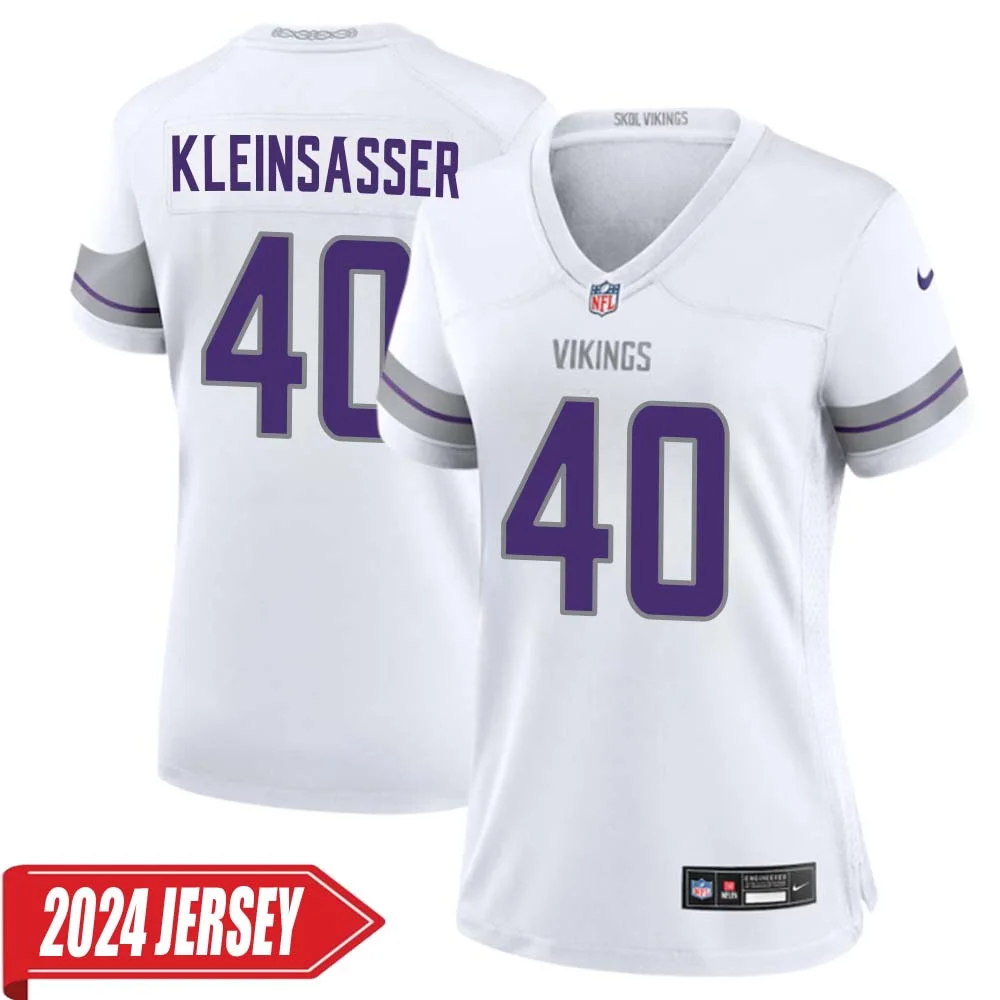 Jim Kleinsasser No 40 Woman s Minnesota Vikings White Alternate Custom Game 2024 Jersey