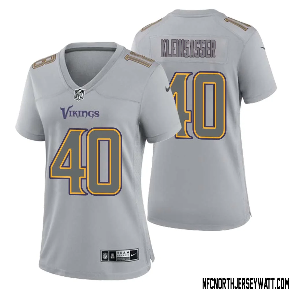 Jim Kleinsasser No 40 Women Gray Minnesota Vikings Atmosphere Fashion Game Jersey