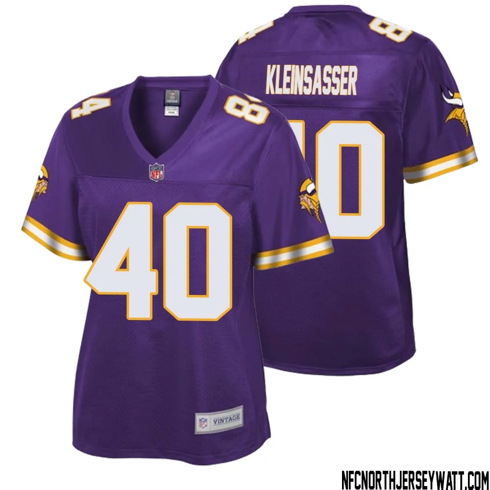 Jim Kleinsasser No 40 Women NFL Pro Line Purple Minnesota Vikings Retired Player Replica Jersey 1