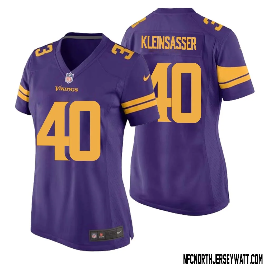 Jim Kleinsasser No 40 Women Purple Minnesota Vikings Alternate Game Jersey