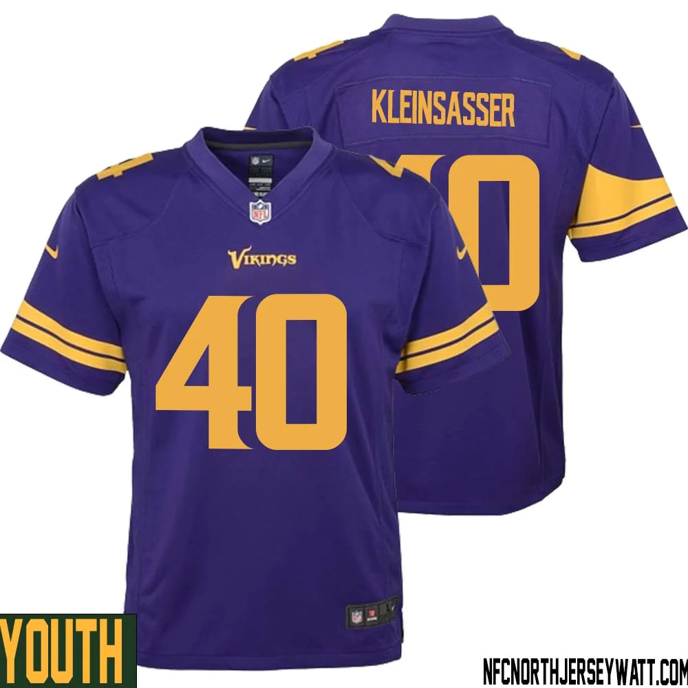 Jim Kleinsasser No 40 Youth Purple Minnesota Vikings Alternate Game Jersey 1
