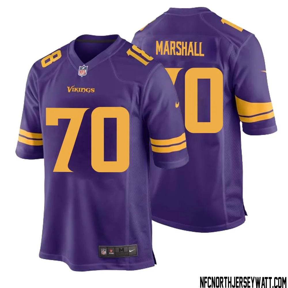 Jim Marshall No 70 Men Purple Minnesota Vikings Alternate Game Jersey 1