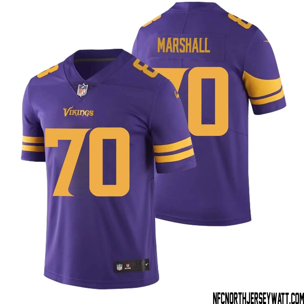 Jim Marshall No 70 Men Purple Minnesota Vikings Color Rush Vapor Untouchable Limited Jersey 1