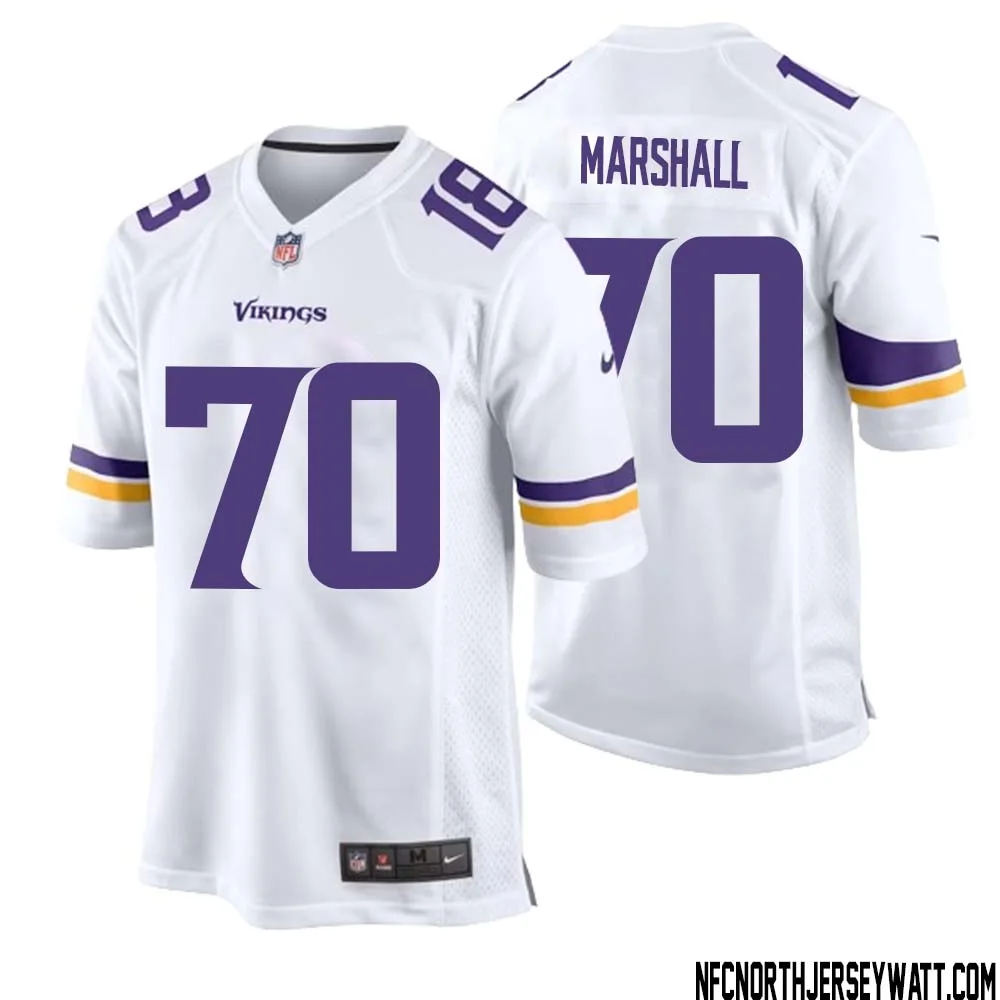 Jim Marshall No 70 Men White Minnesota Vikings Game Player Away Jersey 1