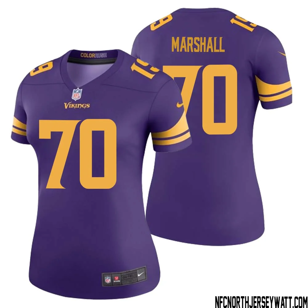 Jim Marshall No 70 Women Purple Minnesota Vikings Color Rush Vapor Untouchable Limited Jersey