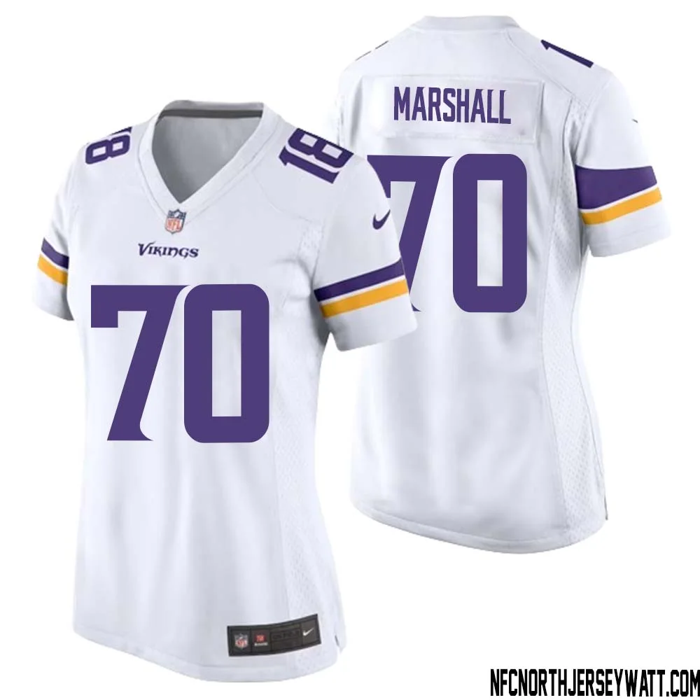 Jim Marshall No 70 Women White Minnesota Vikings Game Player Away Jersey 1