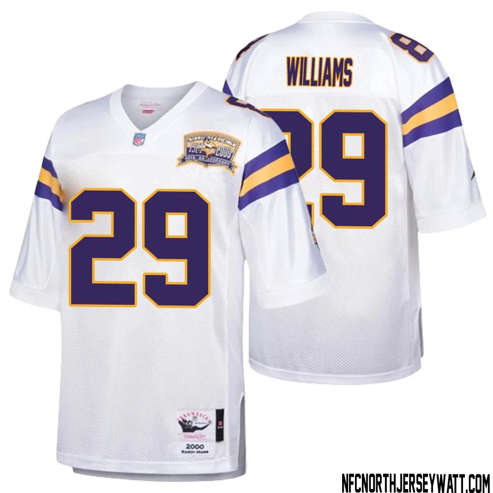 Joejuan Williams No 29 Men Mitchell Ness White Minnesota Vikings Authentic Throwback Retired Player Jersey 1