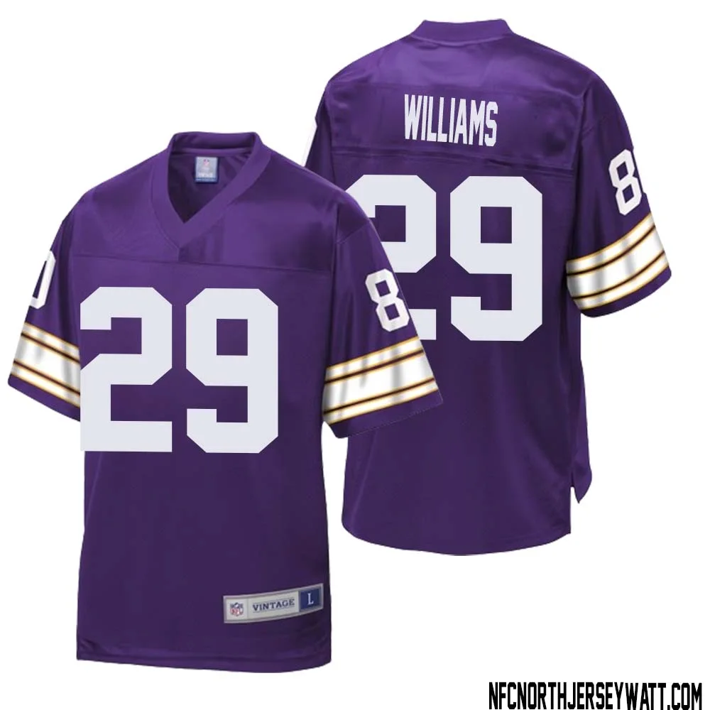 Joejuan Williams No 29 Men NFL Pro Line Purple Minnesota Vikings Retired Player Replica Jersey