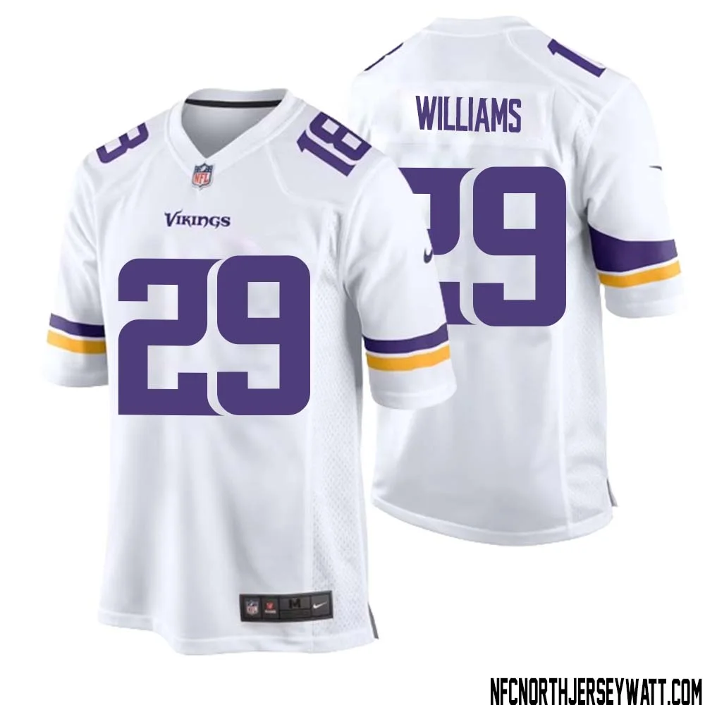 Joejuan Williams No 29 Men White Minnesota Vikings Game Player Away Jersey 1