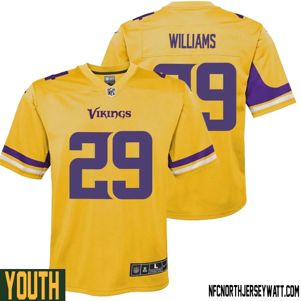 Joejuan Williams No 29 Youth Minnesota Vikings Gold Inverted Legend Jersey 1