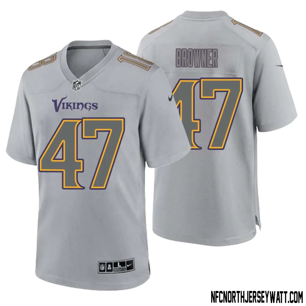 Joey Browner No 47 Men Gray Minnesota Vikings Atmosphere Fashion Game Jersey 1