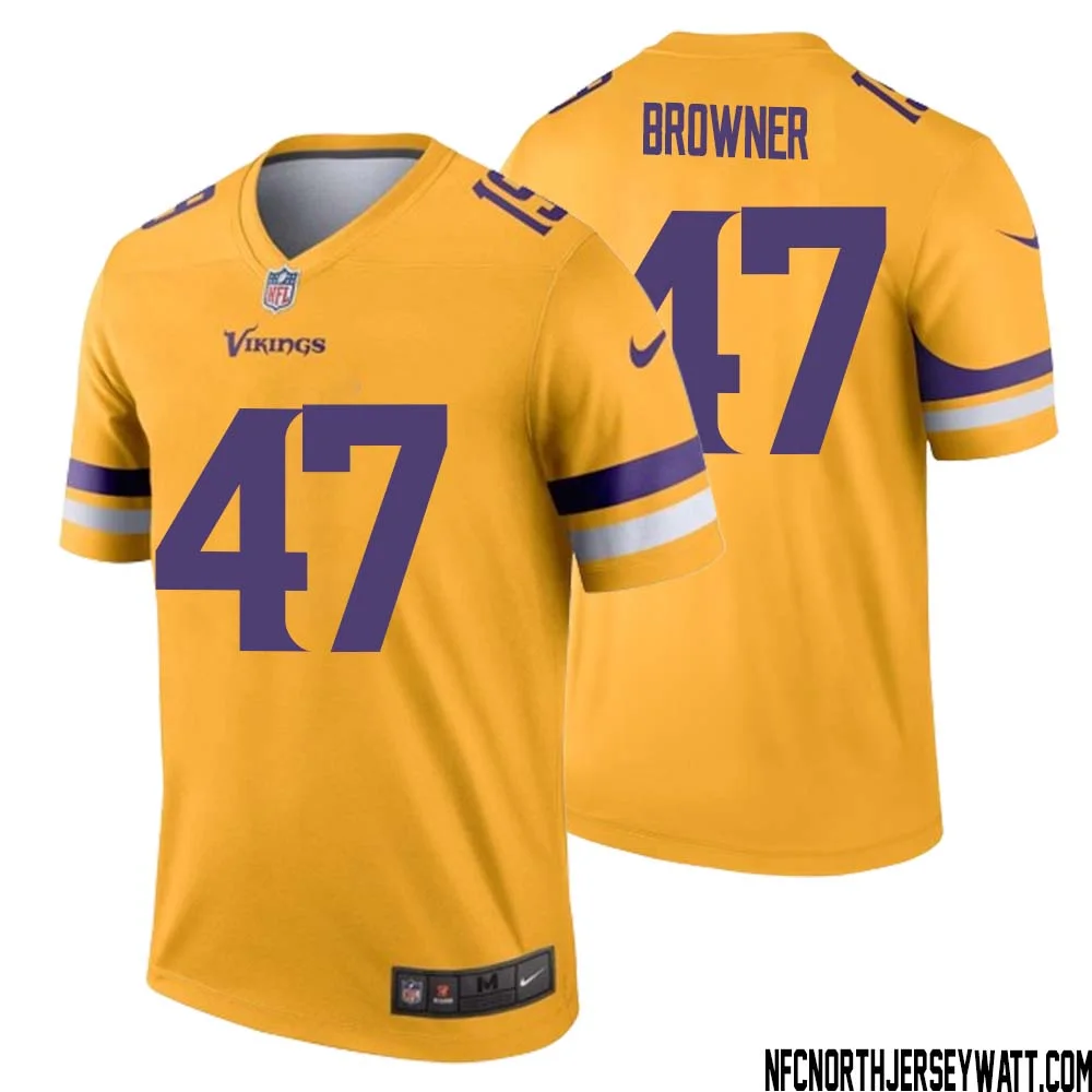 Joey Browner No 47 Men Minnesota Vikings Gold Inverted Legend Jersey