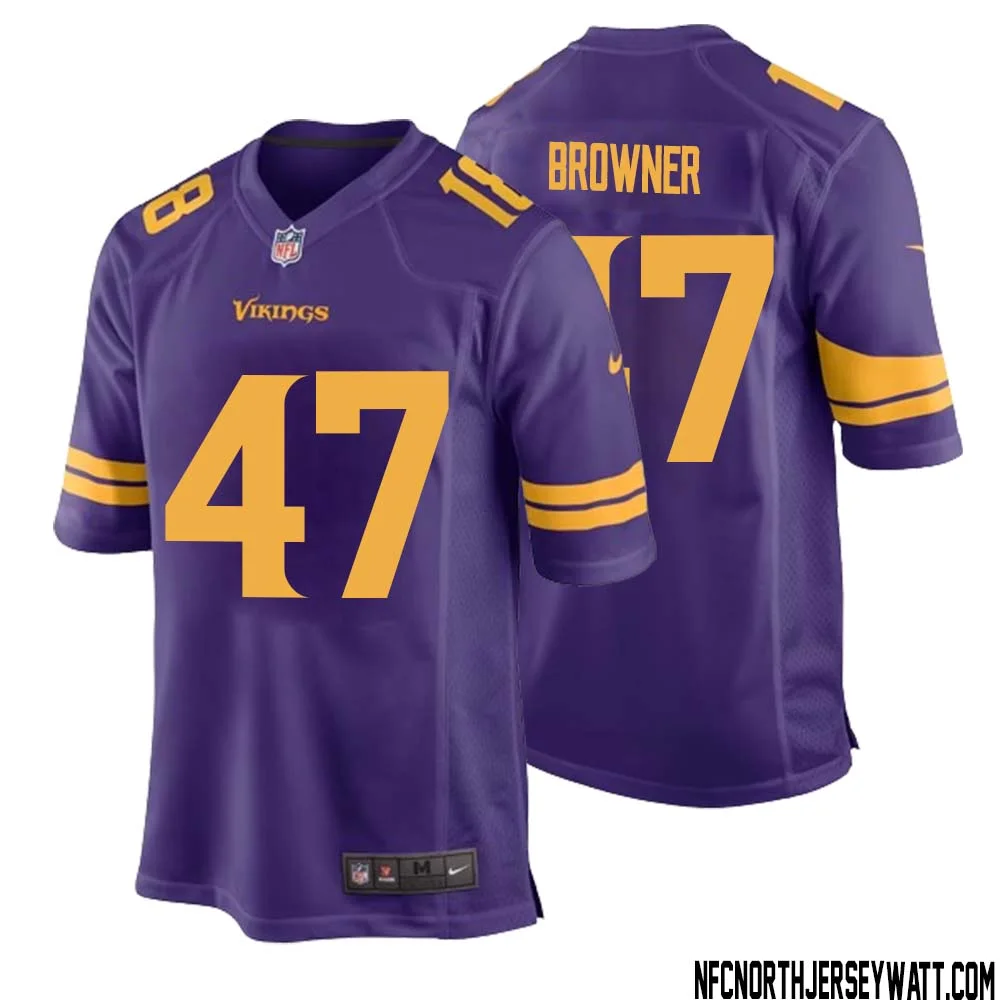 Joey Browner No 47 Men Purple Minnesota Vikings Alternate Game Jersey