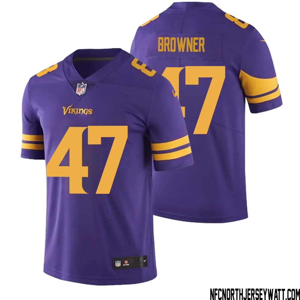 Joey Browner No 47 Men Purple Minnesota Vikings Color Rush Vapor Untouchable Limited Jersey 1