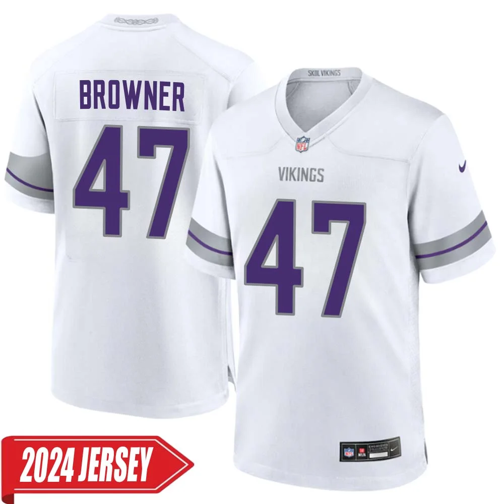 Joey Browner No 47 Men s Minnesota Vikings White Alternate Custom Game 2024 Jersey