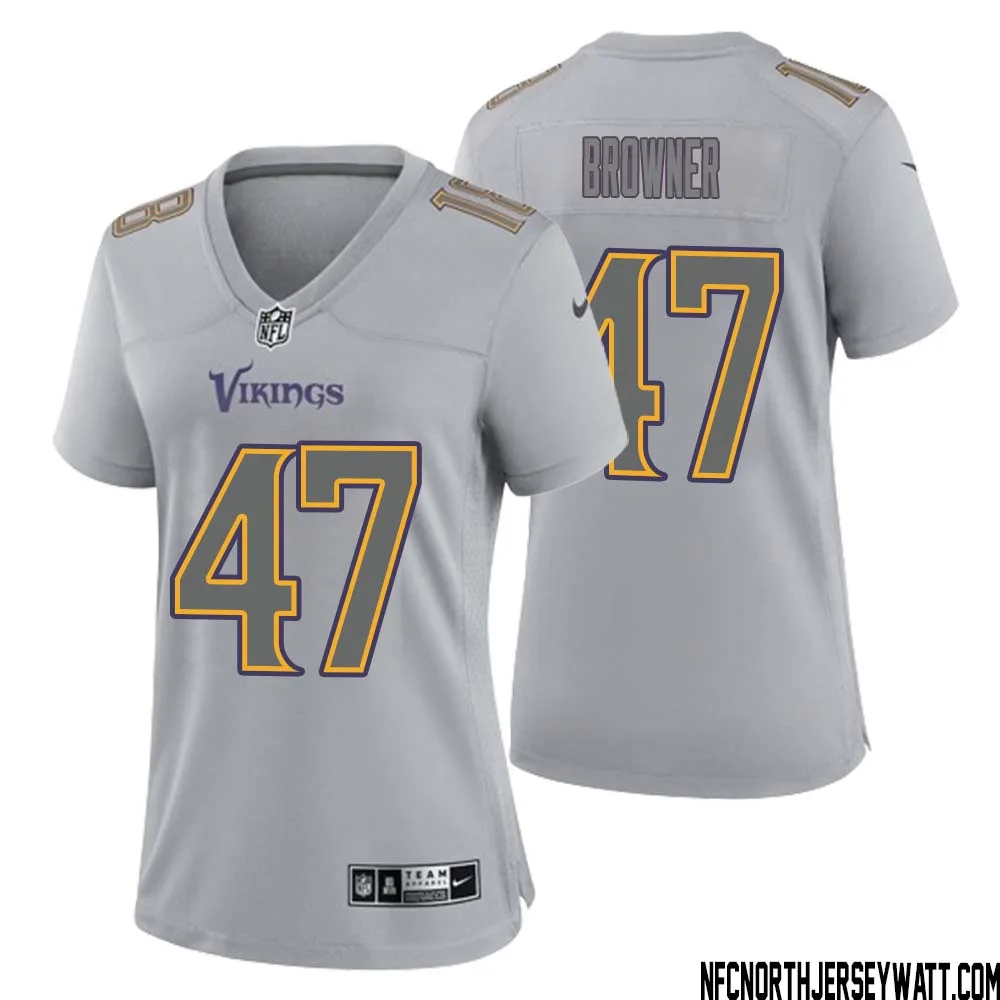 Joey Browner No 47 Women Gray Minnesota Vikings Atmosphere Fashion Game Jersey 1