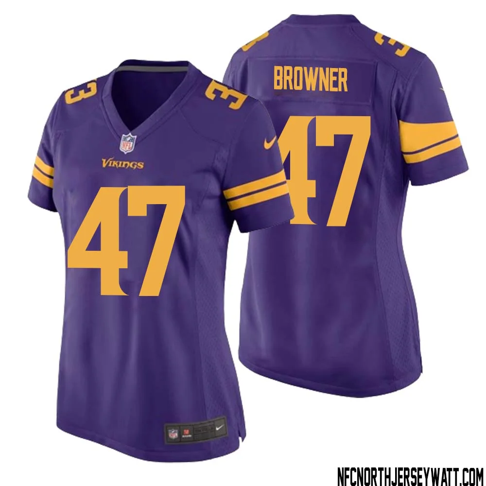 Joey Browner No 47 Women Purple Minnesota Vikings Alternate Game Jersey 1