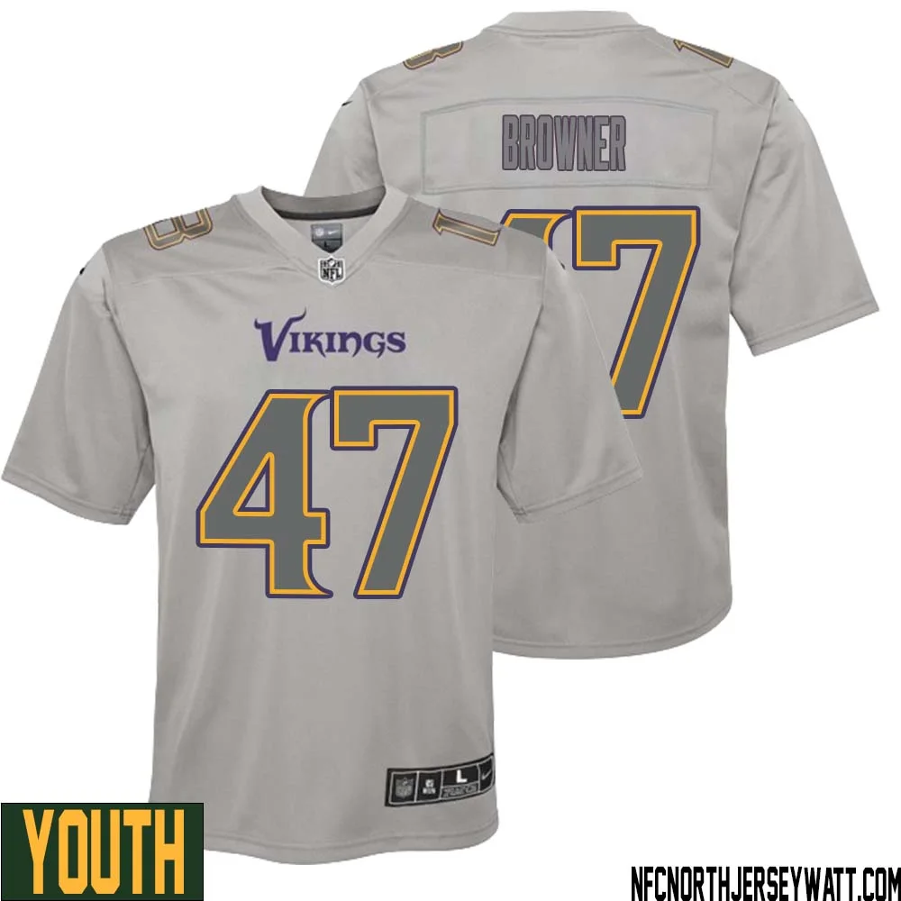 Joey Browner No 47 Youth Gray Minnesota Vikings Atmosphere Fashion Game Jersey