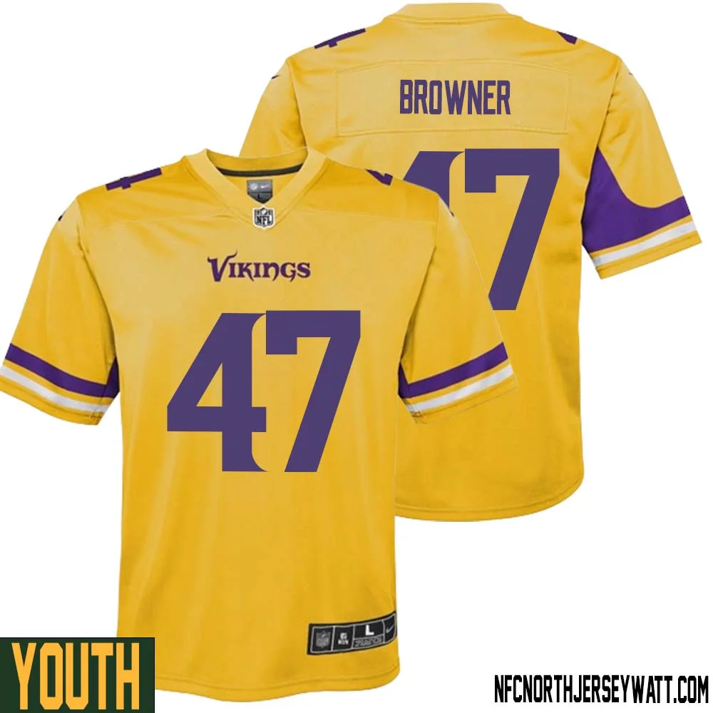 Joey Browner No 47 Youth Minnesota Vikings Gold Inverted Legend Jersey 1