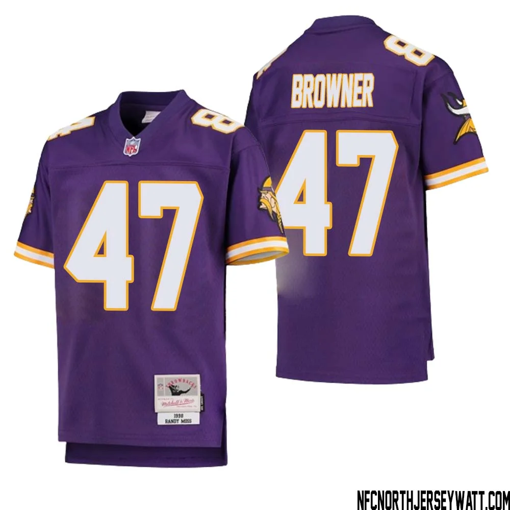 Joey Browner No 47 Youth Mitchell Ness Purple Minnesota Vikings 1998 Legacy Retired Player Jersey 1