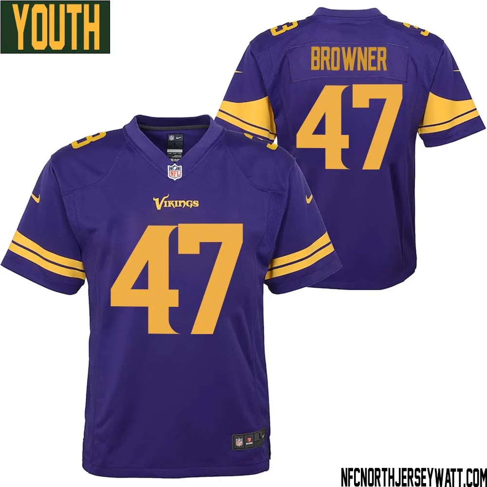 Joey Browner No 47 Youth Purple Minnesota Vikings Color Rush Vapor Untouchable Limited Jersey