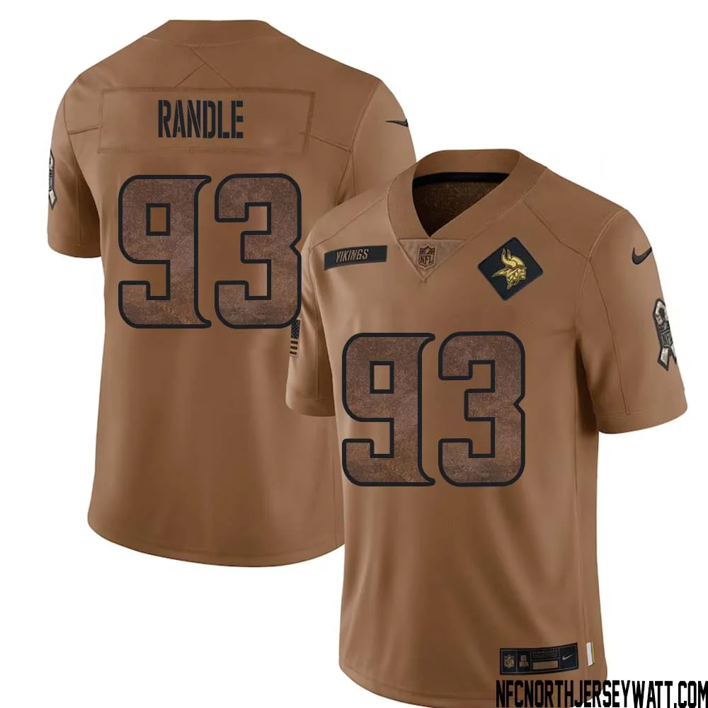 John Randle No 93 Men Brown Minnesota Vikings 2023 Salute To Service Limited Jersey 1