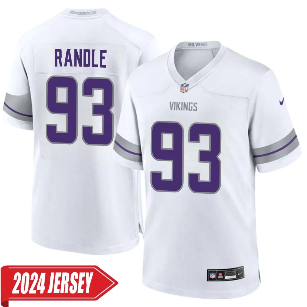 John Randle No 93 Men s Minnesota Vikings White Alternate Custom Game 2024 Jersey