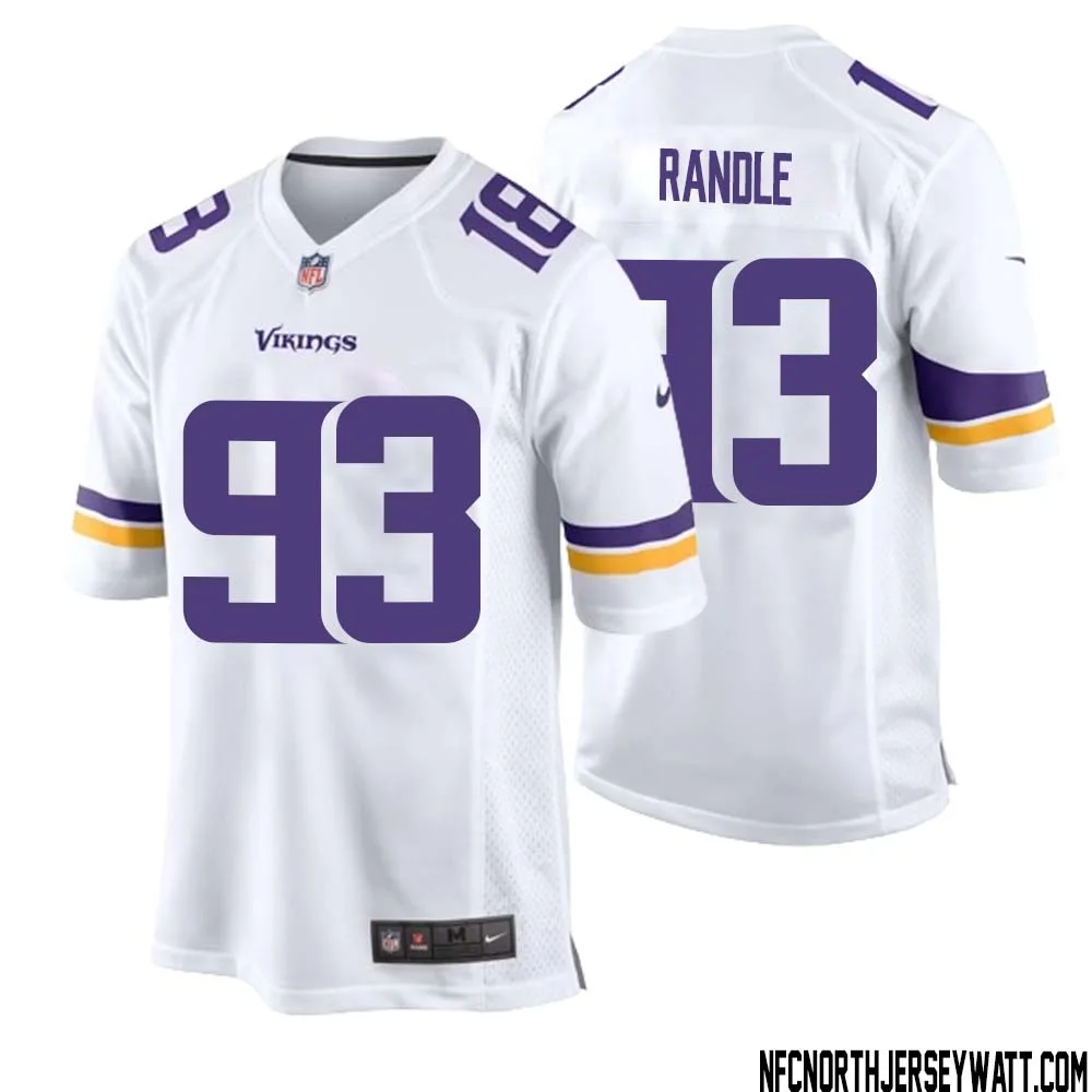 John Randle No 93 Men White Minnesota Vikings Game Player Away Jersey 1