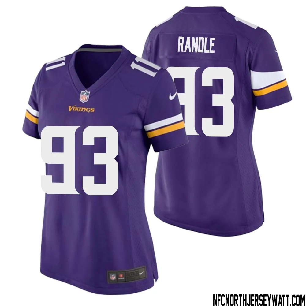 John Randle No 93 Minnesota Vikings Game Jersey Court Purple for Womens 1