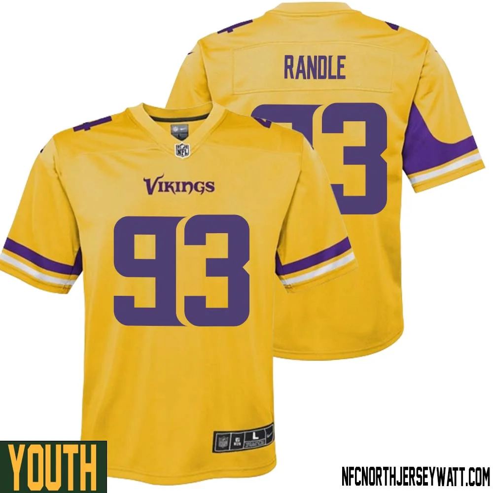 John Randle No 93 Youth Minnesota Vikings Gold Inverted Legend Jersey