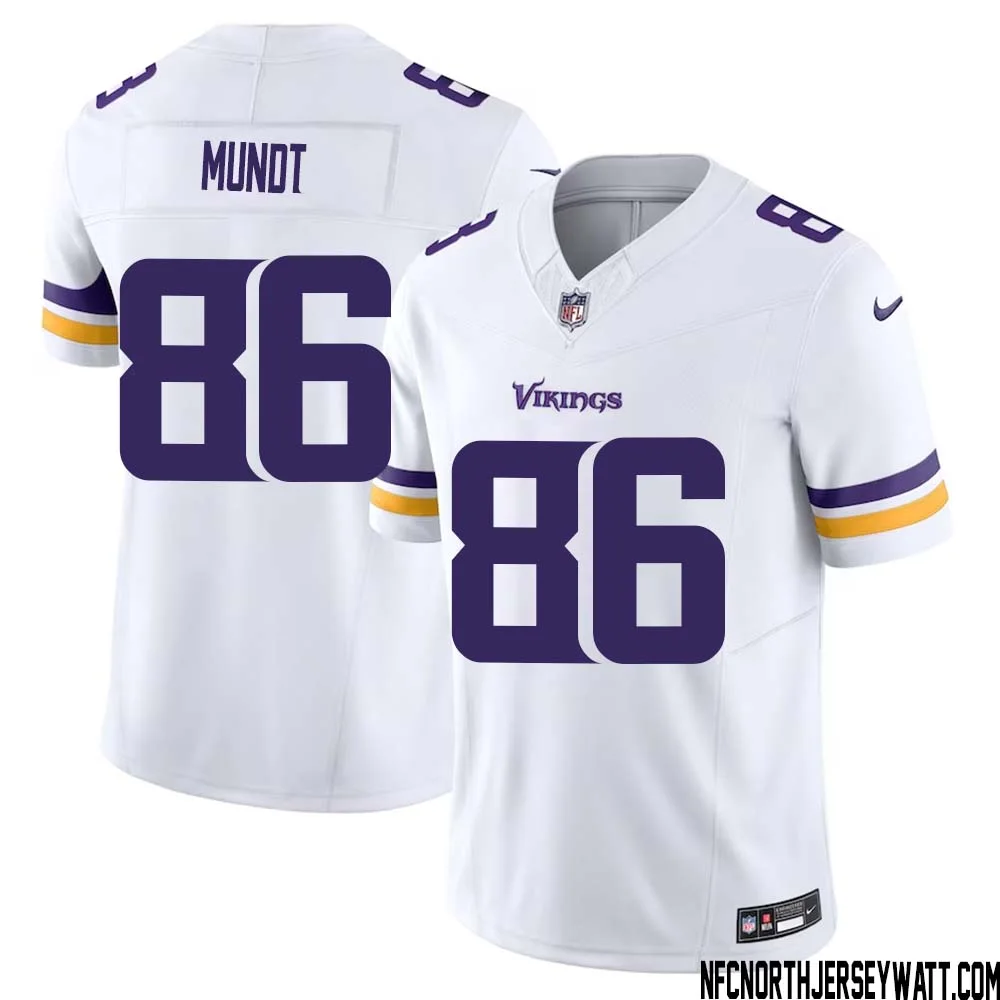 Johnny Mundt No 86 Men White Minnesota Vikings Vapor F.U.S.E. Limited Jersey 1