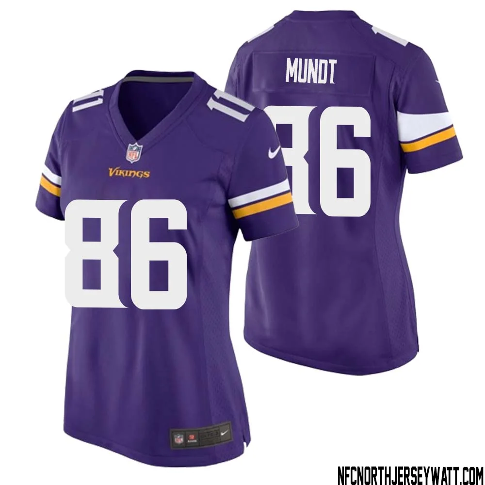 Johnny Mundt No 86 Minnesota Vikings Game Jersey Court Purple for Womens